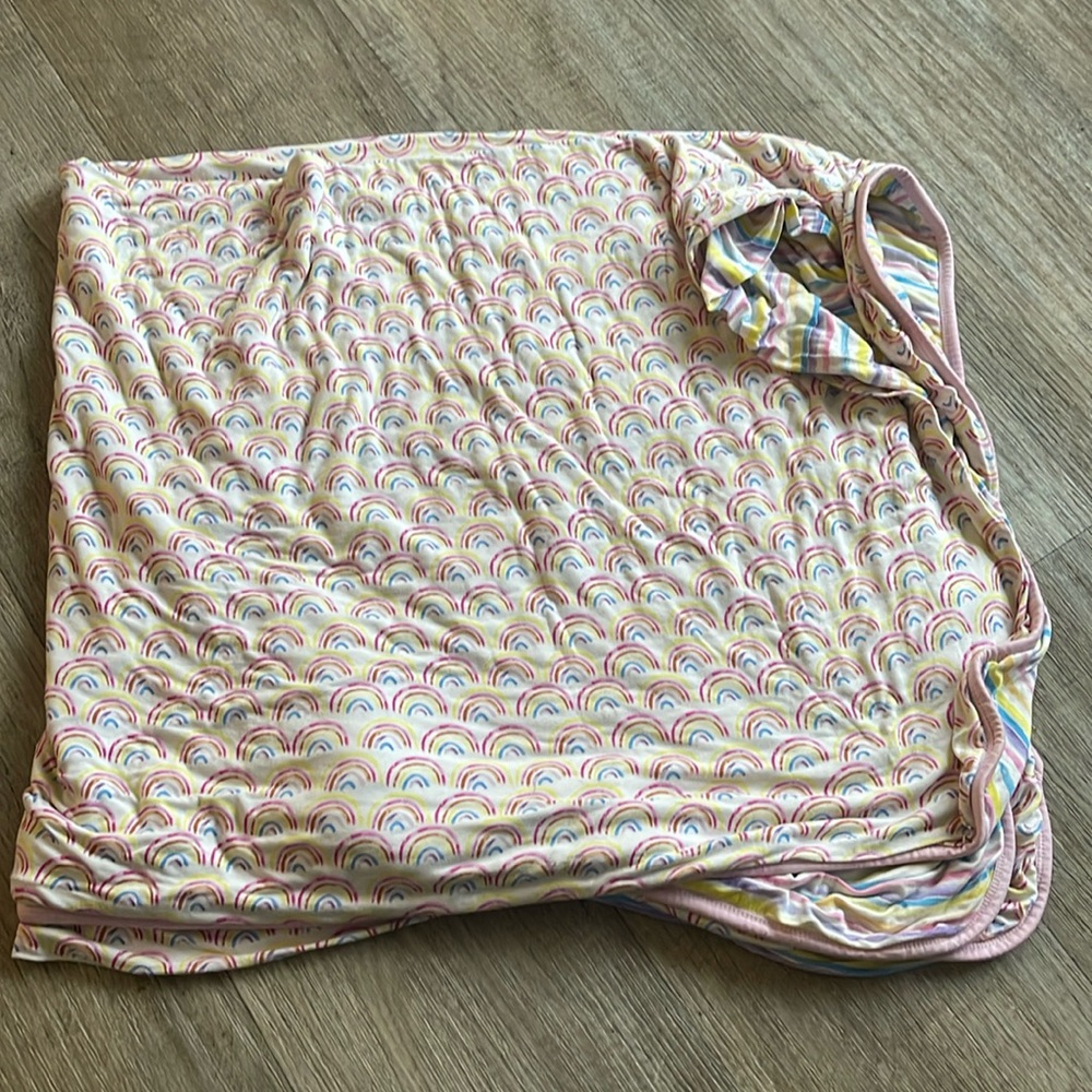 Little Sleepies pink rainbow cloud blanket